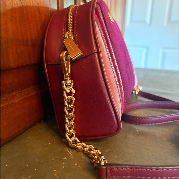 ♥️💖 Elegant Michael Kors Crossbody Shoulder Bag Leather & Velvet with Tassel - Picture 8 of 12